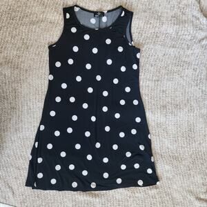 RONNI Black White Polka Dot Sleeveless Sheath Knee Length Dress Size M